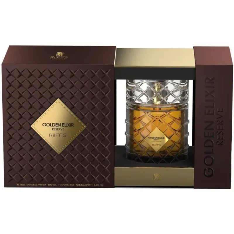 Gouden Elixir Reserve cadeau set met een decoratieve fles en gouden details