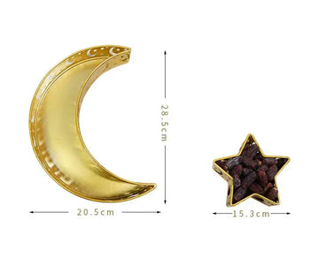 Goudkleurige Metalen Schalenset in Maan- en Stervorm - Islamboekhandel.nl