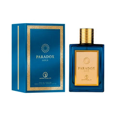 Blauwe en gouden parfumset van Grandeur Elite Paradox Gold voor luxe geurervaring