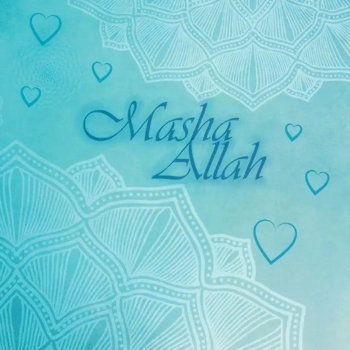 Greeting card masha Allah blue - Islamboekhandel.nl