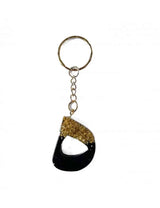 Haa arabisch alfabet sleutelhanger in zwart en goud glitter hars in de vorm van de letter d