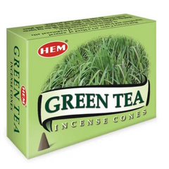 HEM Incense Cones Green Tea in a box, ideal for a calming aromatic experience