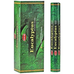 Groene doos met Eucalyptus incense sticks, Eucalyptus Hex 20pk, waterdruppel ontwerp