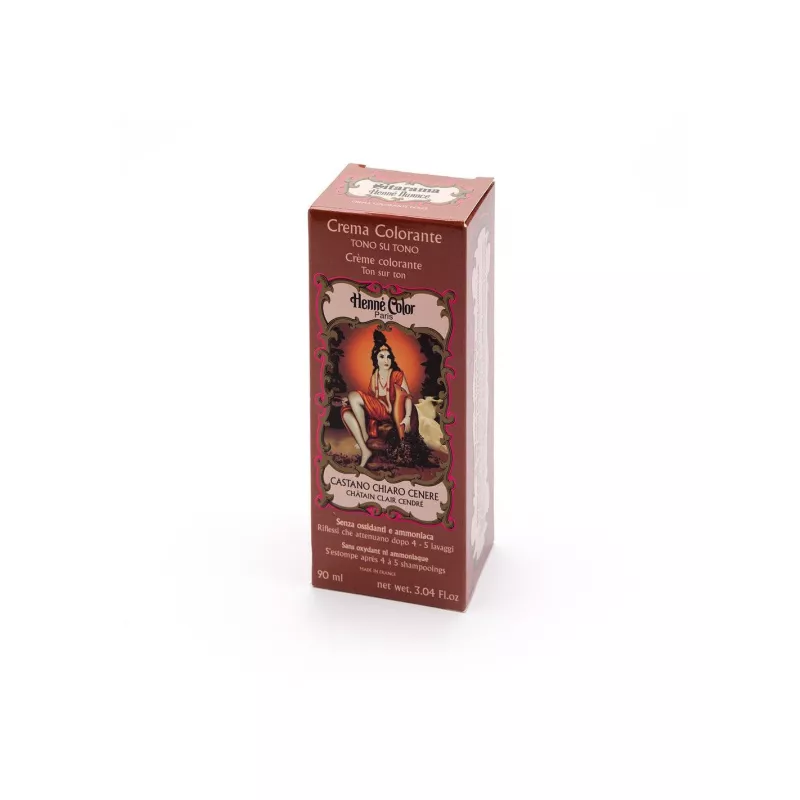 Burgundy henna haarverf verpakking met traditionele kunst voor Chatain Clair Cendre