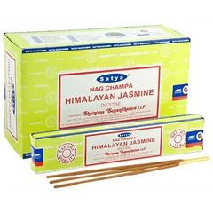 Box en pak Satya Nag Champa Himalaya Jasmine wierookstokjes voor een frisse geur