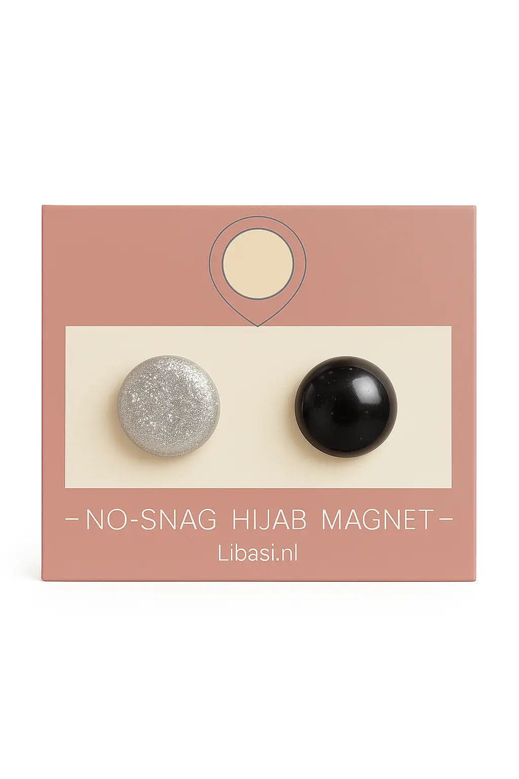 Hoofddoekmagneet Zwart-Wit Glitter - Spelden