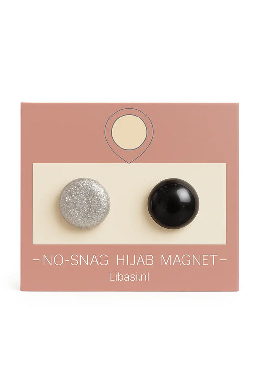Hoofddoekmagneet Zwart-Wit Glitter - Spelden