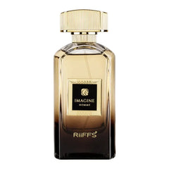 Imagine Homme parfum fles met donkerbruin tot lichtbruin gradient en gouden dop