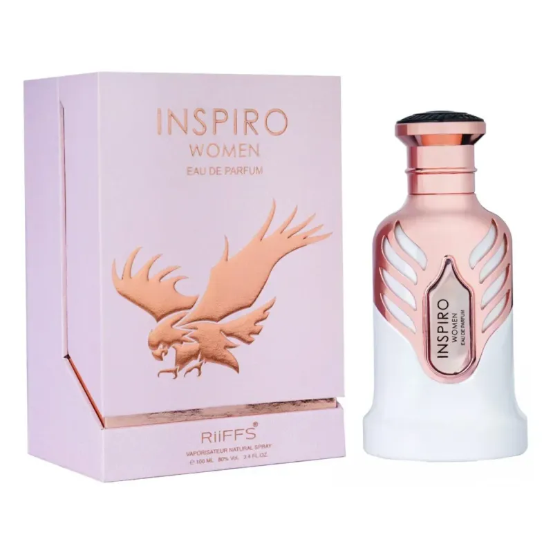 Pink en wit Inspiro Women parfumfles met bloemig fruitige geur en bijpassende doos