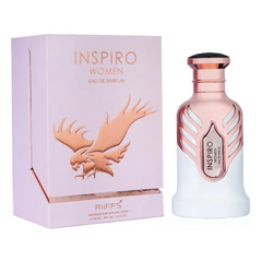 Pink en wit Inspiro Women parfumfles met bloemig fruitige geur en bijpassende doos