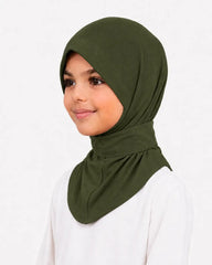 Instant hijab - kinderen - Legergroen - Hoofddoek