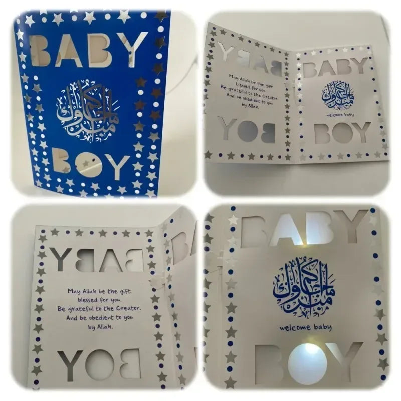 Islamitische geboortekaart met geluid -jongen - Islamboekhandel.nl