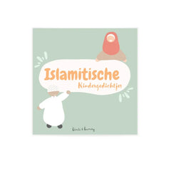 Boekcover van Islamitische Kindergedichtjes met eenvoudige illustraties en een roze maan