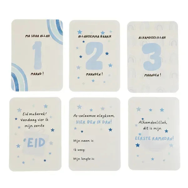 Islamitische Milestone kaarten blauw - Islamboekhandel.nl