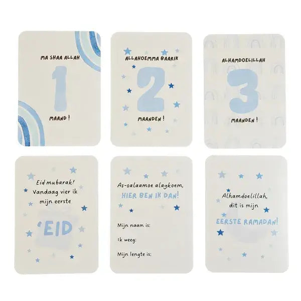 Islamitische Milestone kaarten blauw - Islamboekhandel.nl