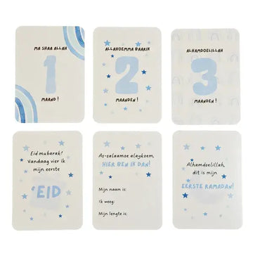 Islamitische Milestone kaarten blauw - Islamboekhandel.nl