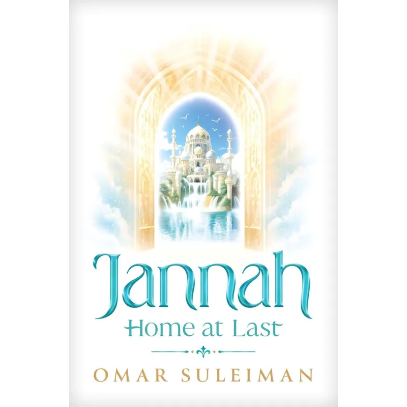 Boekomslag met kasteel voor Jannah Home at Last door Omar Suleiman, jouw eeuwige thuis
