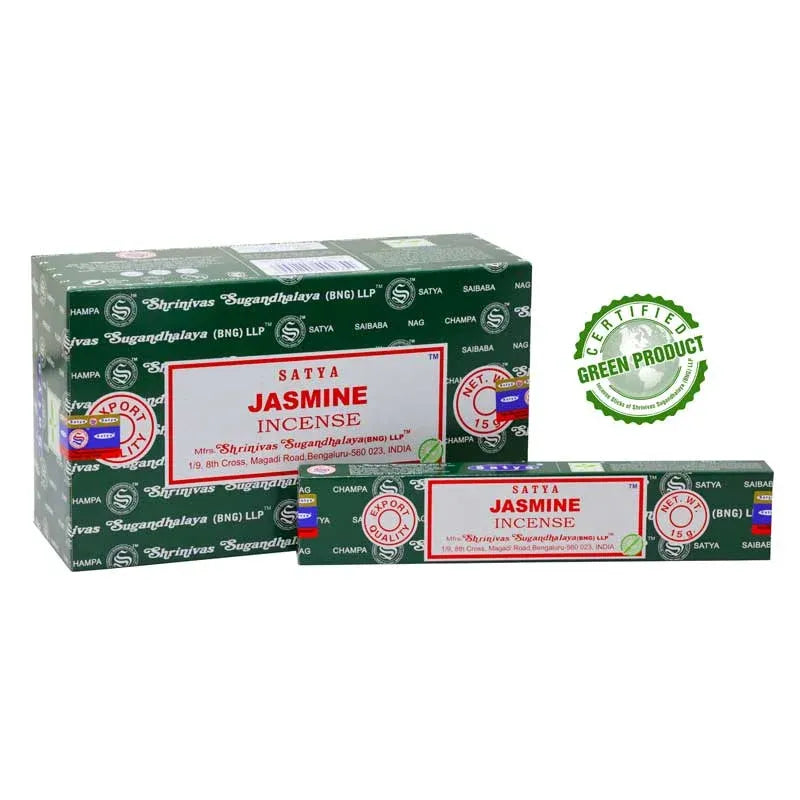 Gepakte en individuele jasmijn wierookstokjes satya voor een heerlijke aromatische sfeer