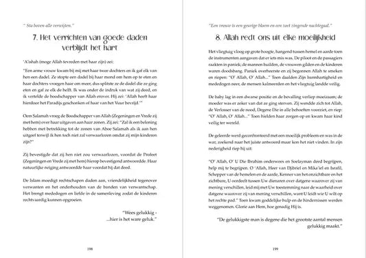 Open book with dutch religious passages in black text on white pages from jij kan de gelukkigste vrouw ter wereld