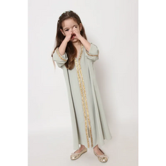 Mooi luxe kaftan Faouzia Binti in mintgroen met gouden accenten