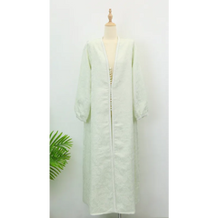 Crèmekleurige kaftan kimono Royal met rits en knoopdetails