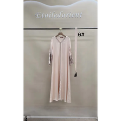 Roze zijden abaya met borduurwerk, Kaftan Sara Binti etoiledorient 6#