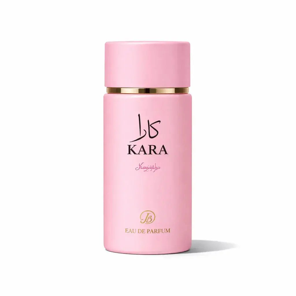 Kath kara light pink eau de parfum in een roze cilindrische fles met roze dop en gouden band