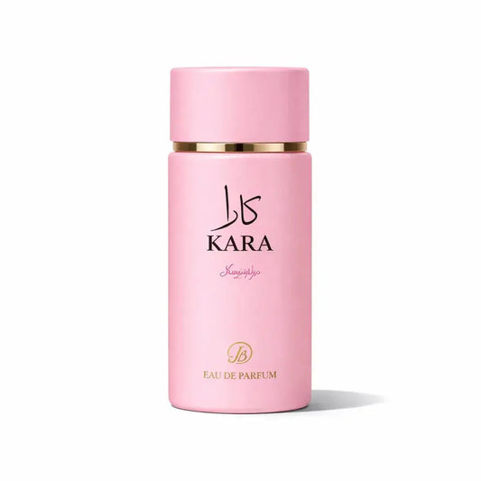 Kath kara light pink eau de parfum in een roze cilindrische fles met roze dop en gouden band