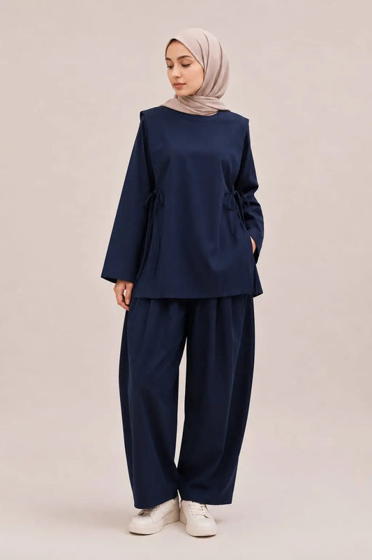 Katoenen broekpak - Marineblauw / S/M