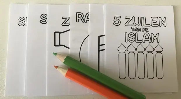 Kleurboekje + kleurpotloden 5 zuilen - Islamboekhandel.nl
