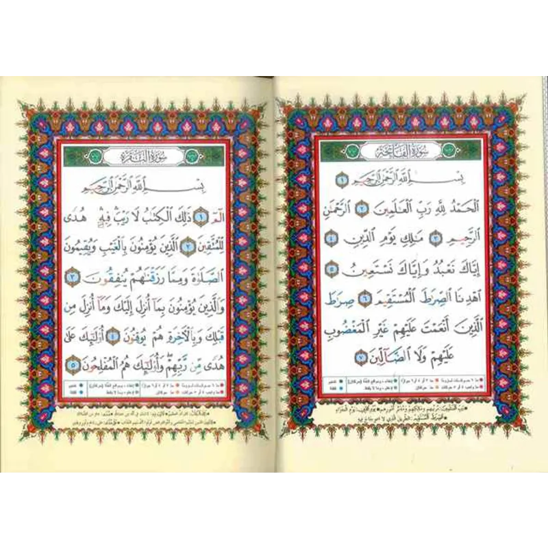 Open pagina’s van de heilige Koran in de luxe uitgave Arabisch Hafs van Koran Tajweed Medium