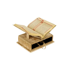Koranbox met Luxe Fluweel Beklede Koran -Goud - Islamboekhandel.nl