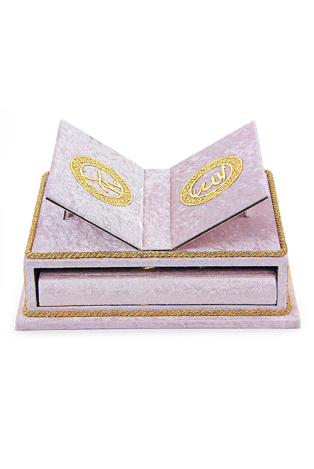 Koranbox met Luxe Fluweel Beklede Koran -Roze - Islamboekhandel.nl