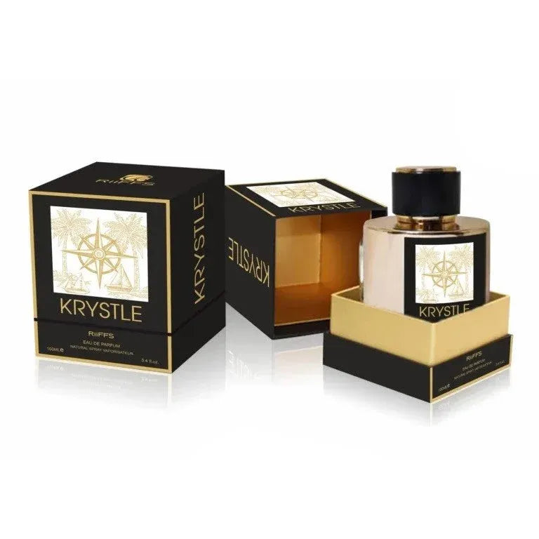 Zwart en goud parfumfles en dozen voor Krystle parfumproduct