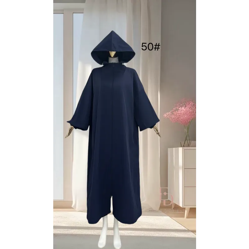 Navy blauwe lange damesjas met oversized pasvorm en eenvoudige regenachtige dagen stijl