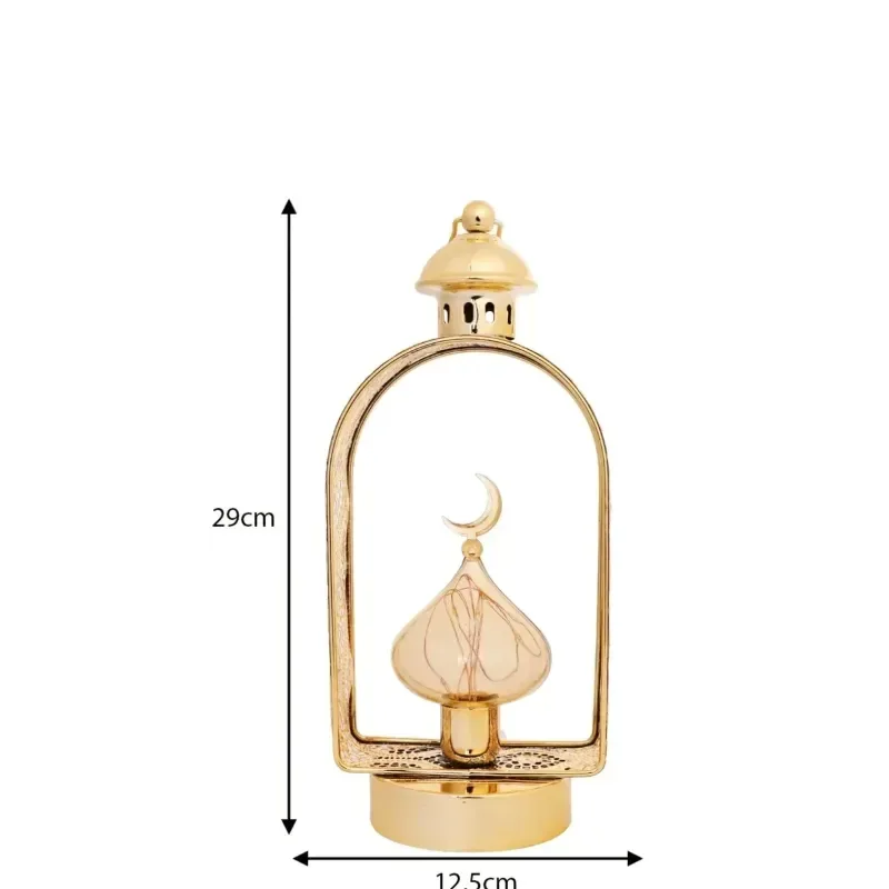 Lantaarn koepel met LED licht -goudkleurig - Islamboekhandel.nl