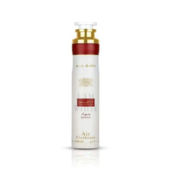 Witte en rode parfumfles met gouden accenten voor Lattafa Ana Abiyedh Rouge