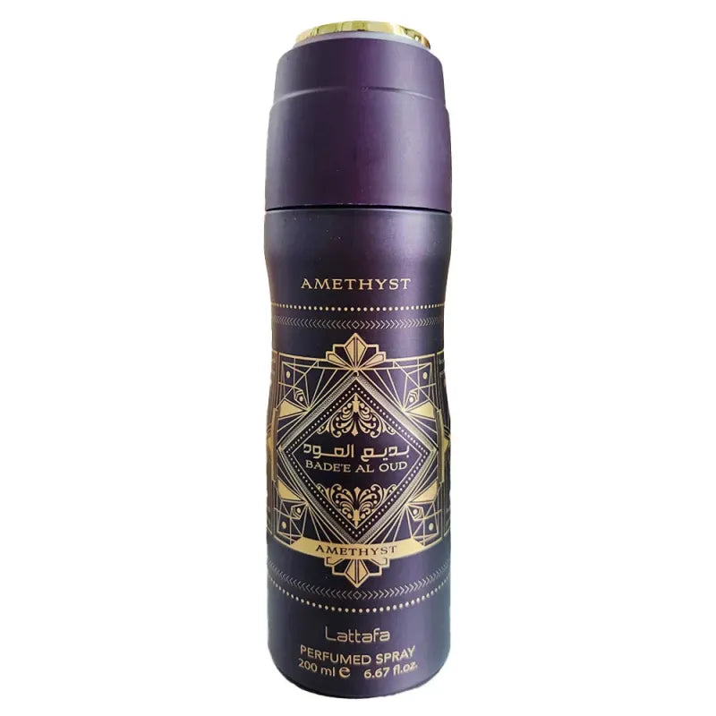 Paarse amethist parfum spray van Lattafa Badee al Oud Amethyst Deodorant