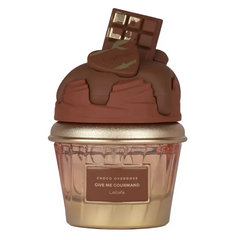 Lattafa give me gourmand choco overdose edp 75 ml chocolade geurneauwpje met gouden cupcake ontwerp en glanzende topping