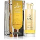 Lattafa parfum khaltaat arabia gold eau de parfum fles met reflecterende metalen afwerking en amberkleurige vloeistof