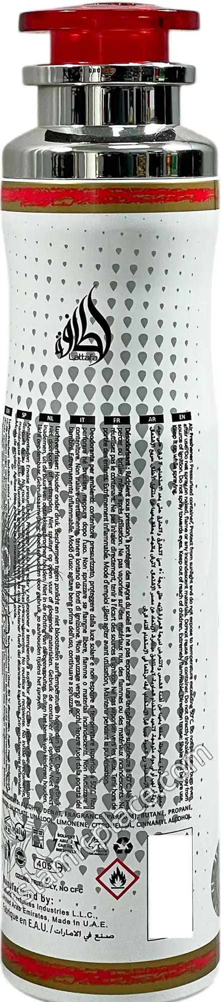 Lattafa Mahasin Crystal luchtverfrisser 300 ml achterkant