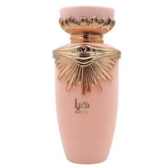 Roze parfumfles met gouden accenten van Lattafa Parfum Haya, bloemige parfum