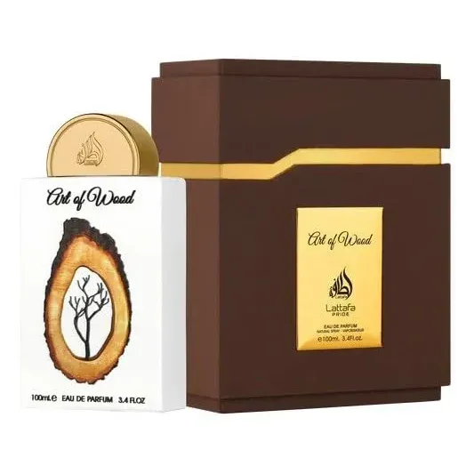 Lattafa Pride Art of Wood 100ml Eau de Parfum fles met gouden dop