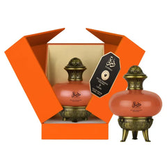 Decoratieve perfume flessen in oranje doos Lattafa Pride Durrah uitstraling