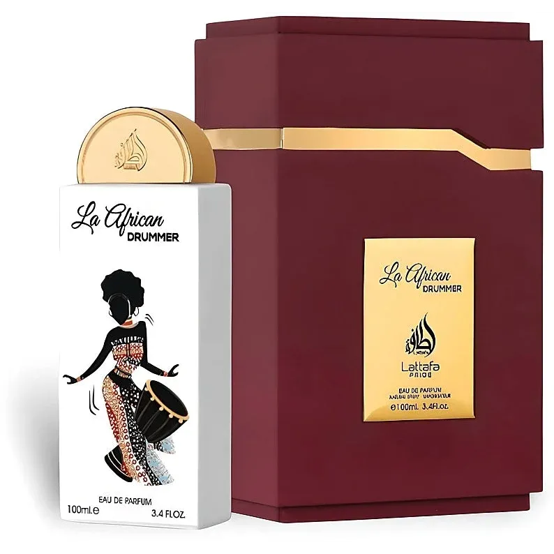 Alt tekst voor afbeelding van Lattafa Pride La African Drummer parfum fles en doos