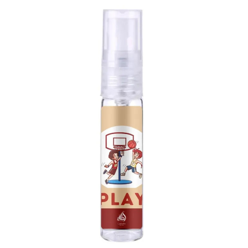 Spray bottle of Lattafa Pride Play Eau de Parfum with basketball graphic