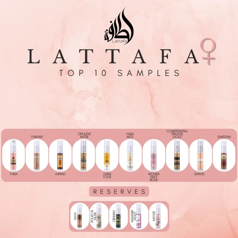 Lattafa Sample Set TOP 10 Dames 2024 Q2 - Sampleset