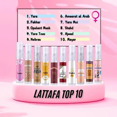 Lattafa Sample Set Top 10 Dames 2024 - Sampleset