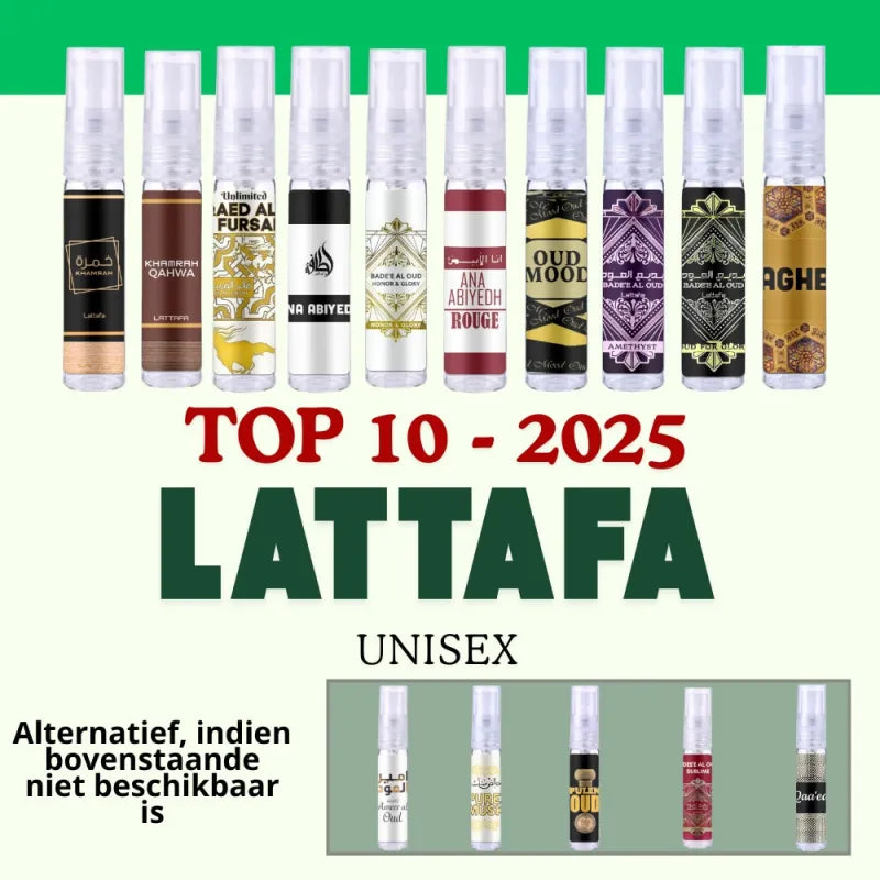 Lattafa sampleset unisex parfumcollectie voor dames en heren