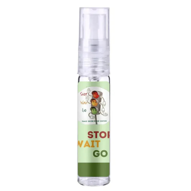 Clear spray bottle met traffic light label voor Lattafa Pride Zaafaran Mousuf Lattafa Stop Wait